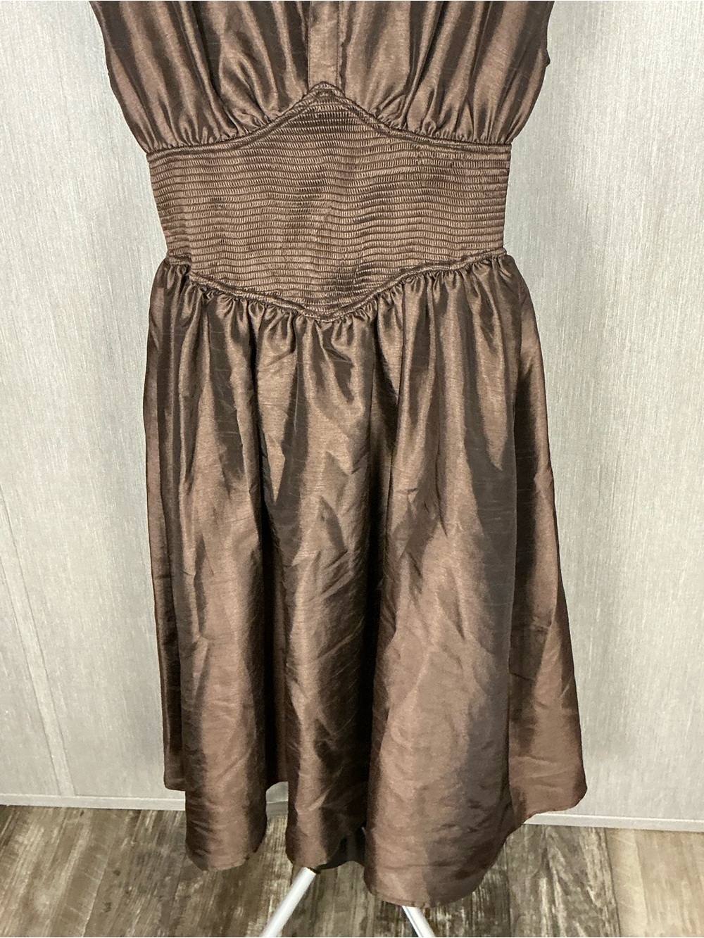 Hutch Brown Shirred-Waist Maxi Dress Medium Petite - Picture 7 of 12